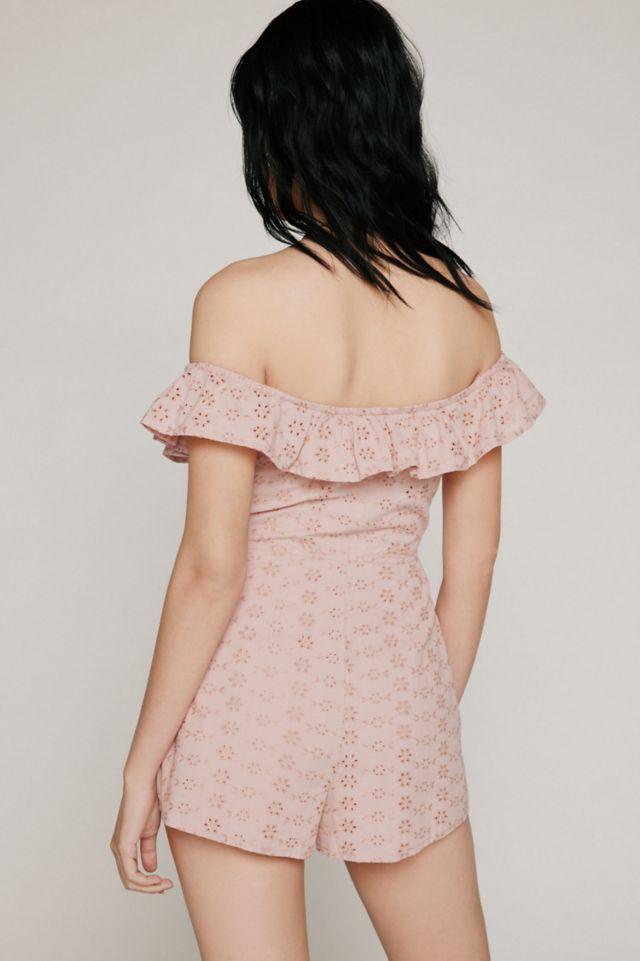 Jeena Eyelet Off-The-Shoulder Romper #1