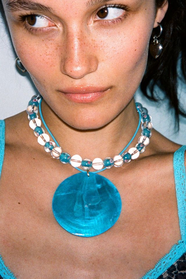 Tootsie Jewelry Aquamarine Shell Necklace #3