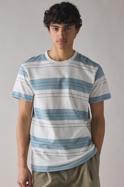 Shop Katin Greg Stripe Pattern Cotton Tee In Lago, Men's At Urban Outfitters