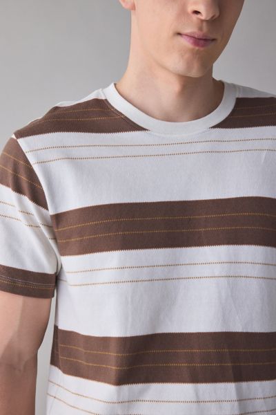 KATIN GREG STRIPE PATTERN COTTON TEE IN RAIN DRUM, MEN'S AT URBAN OUTFITTERS 