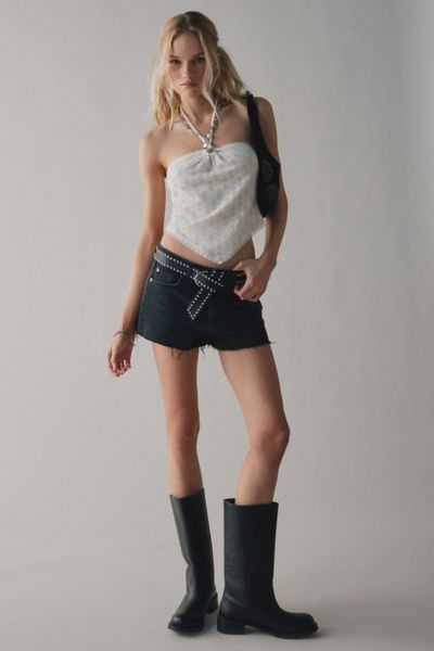 BDG OSCAR CUTOFF DENIM MICRO SHORT IN BLACK, WOMEN'S AT URBAN OUTFITTERS 