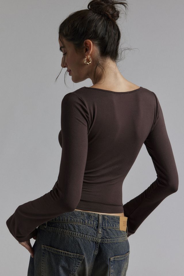 Silence + Noise Kaia Strappy V-Neck Long Sleeve Top #1