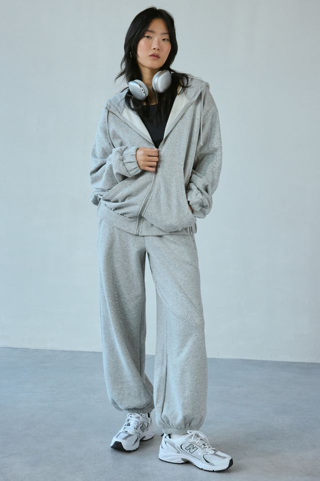 URBAN OUTFITTERS スウェットセットアップ Out From Under Merrick Shine Embellished Zip-Up Hoodie