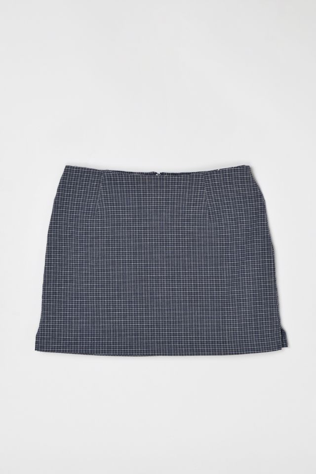 Vintage Y2k Dark Grey Blue Plaid Mini Skirt Urban Outfitters