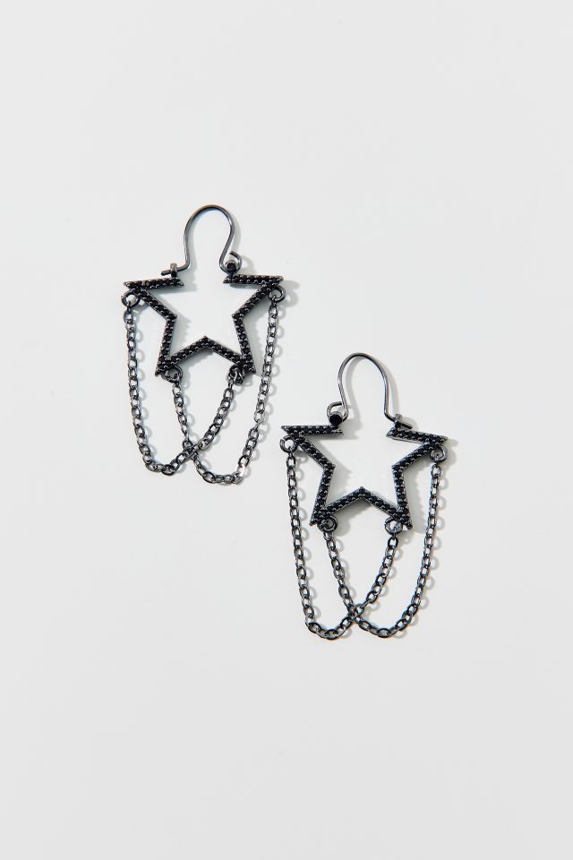 Boucles d'oreilles créoles à chaîne étoile #1