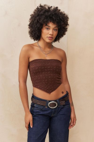 Shop Out From Under Handkerchief Bandeau Top In Chocolate, Women's At Urban Outfitters
