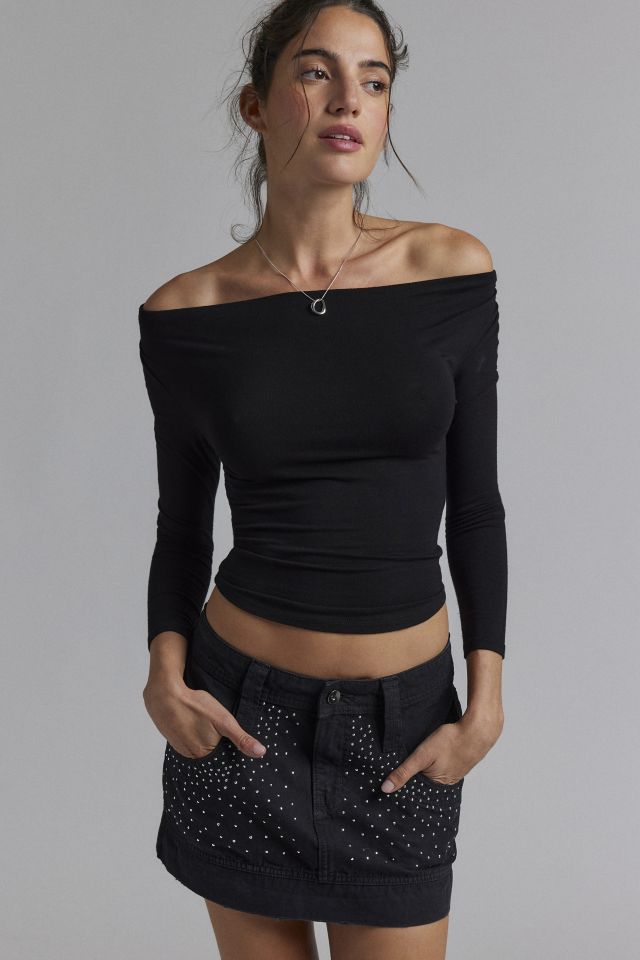 Silence + Noise Montana Crystal Studded Mini Skirt #3