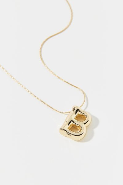 14k Gold Plated Bubble Initial Charm Necklace