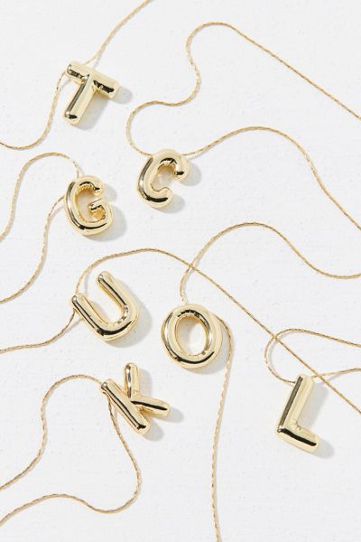 14k Gold Plated Bubble Initial Charm Necklace