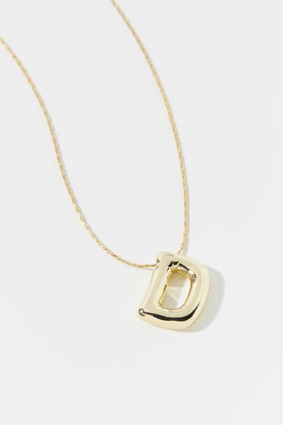 14k Gold Plated Bubble Initial Charm Necklace