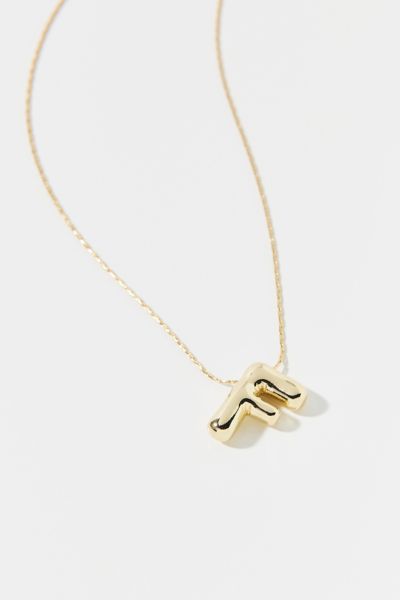 14k Gold Plated Bubble Initial Charm Necklace