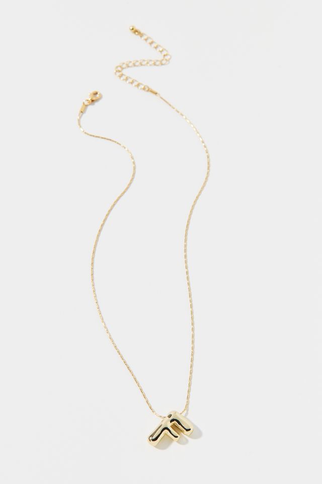 14k Gold Plated Bubble Initial Charm Necklace #1