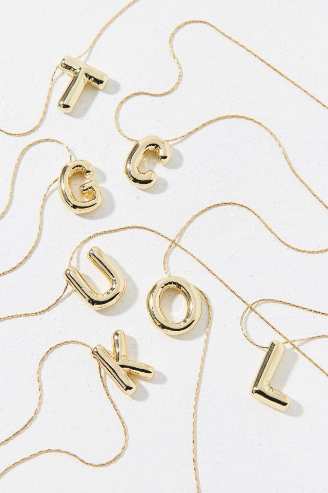 14k Gold Plated Bubble Initial Charm Necklace #2