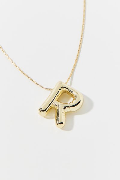 14k Gold Plated Bubble Initial Charm Necklace