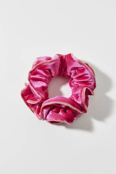 Urban Outfitters Ruffle Velvet Scrunchie In Pink, Women's At