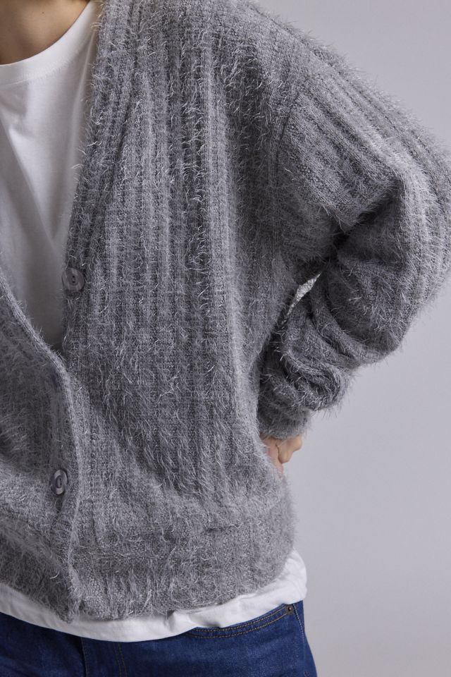 ReMADE By UO Remnants Textured Fuzzy Knit Oversized Cardigan #1