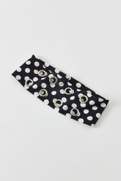Urban Outfitters Grommet Soft And Stretchy Wide Headband In Black/white Polka Dot, Women's At  In Multi