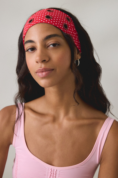 Urban Outfitters Grommet Soft And Stretchy Wide Headband In Red Polka Dot, Women's At