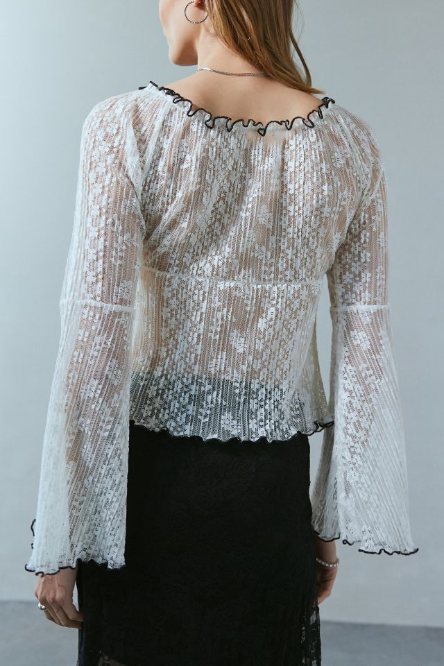 Blouse Flyaway Plissée en Dentelle Lovisa Kimchi Blue #3