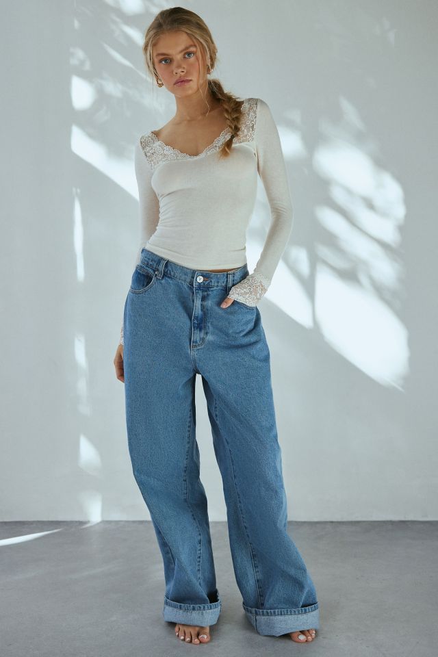 Out From Under Lydia Lace Trim Layering Tee #1