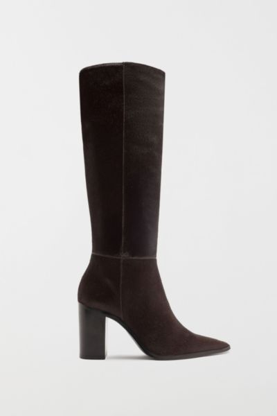 Schutz Mikki Up Block Pointed Toe Knee High Boot In Brown