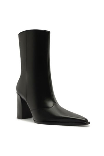 Schutz Women's Raffaela Pointed Toe High Block Heel Booties In Black