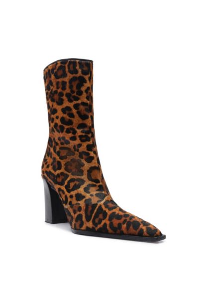 Schutz Raffaela Pointed Toe Bootie In Animal Print