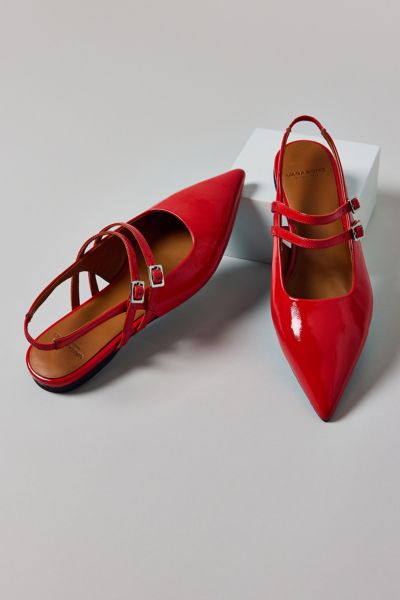 VAGABOND SHOEMAKERS HERMINE PATENT LEATHER SLINGBACK FLAT IN FLAME RED, WOMEN'S AT URBAN OUTFITTERS 