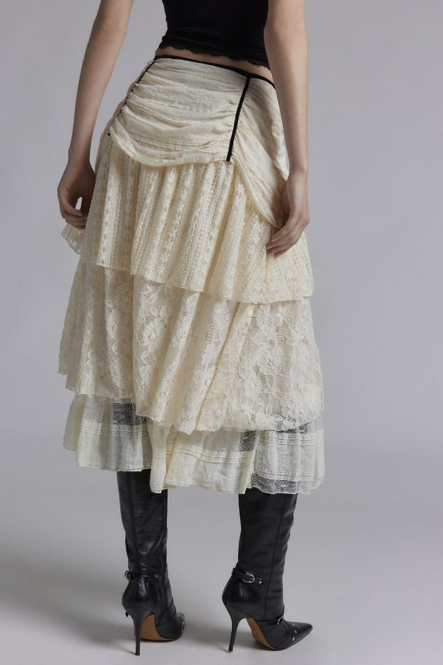 Kimchi Blue Elizabeth Lace Bustle Asymmetric Midi Skirt #3