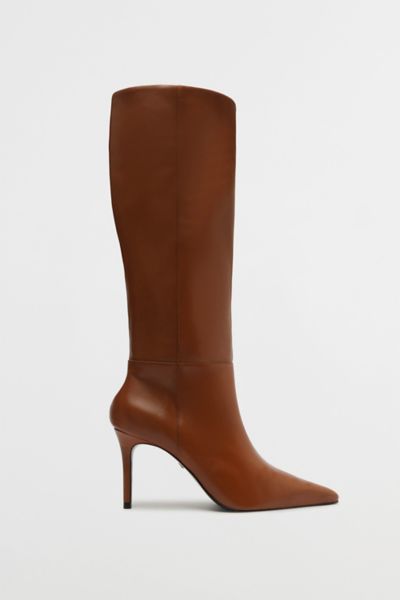 SCHUTZ LEATHER MIKKI UP KNEE-HIGH BOOT IN BROWN, WOMEN'S AT URBAN OUTFITTERS 