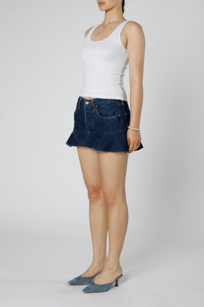 Deconstructed Denim Flounce Skirt