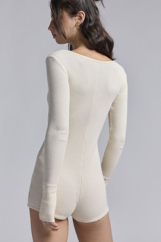 Out From Under Lounge Around Waffle Knit Fairisle Romper #2