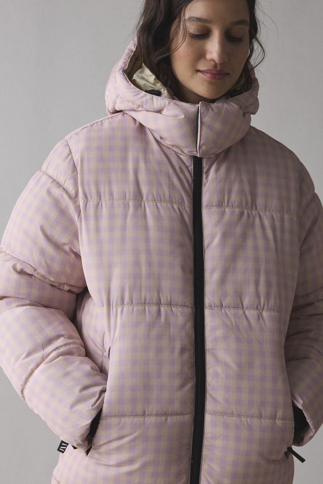 The Very Warm Pink Gingham Check Hooded Puffer Coat #2