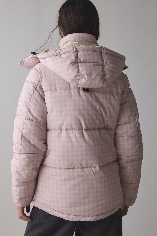 The Very Warm Pink Gingham Check Hooded Puffer Coat #3