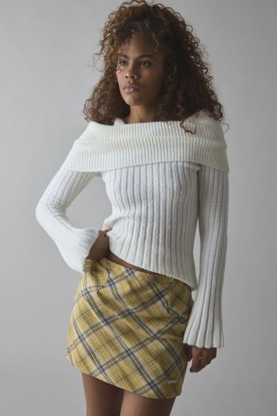 House Of Sunny Bias Cut Heritage Mini Skirt In Yellow Plaid, Women's At Urban Outfitters In Yellow Plaid