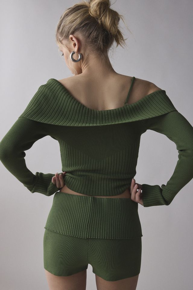 House Of Sunny One Love Off-The-Shoulder Ribbed Sweater #1