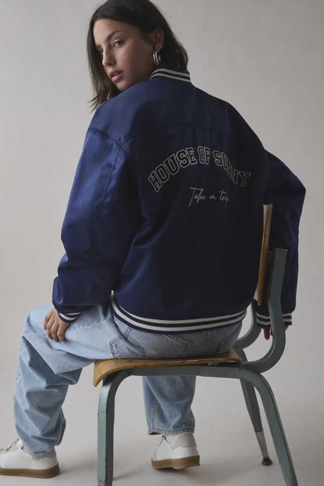 House Of Sunny Satin Club Varsity Bomber Jacket #3