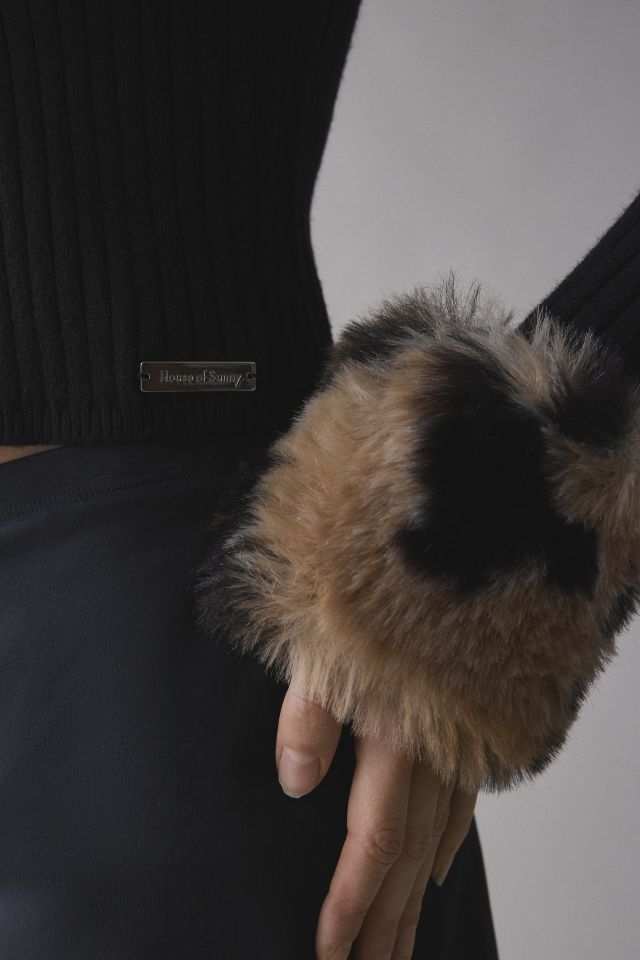 House Of Sunny Peggy Leopard Faux Fur Trim Zip-Up Sweater #3