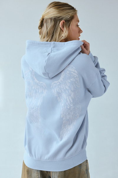 Silence + Noise Wings Graphic Oversized Zip-Up Hoodie Sweatshirt