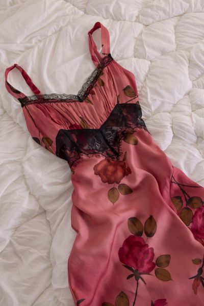 Robe mi-longue en satin à garniture en dentelle Liz Kimchi Blue