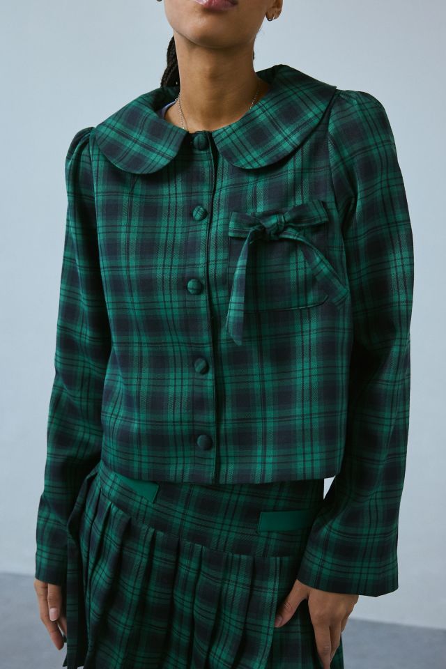 Neon Rose Macy Plaid Tartan Cropped Jacket #1