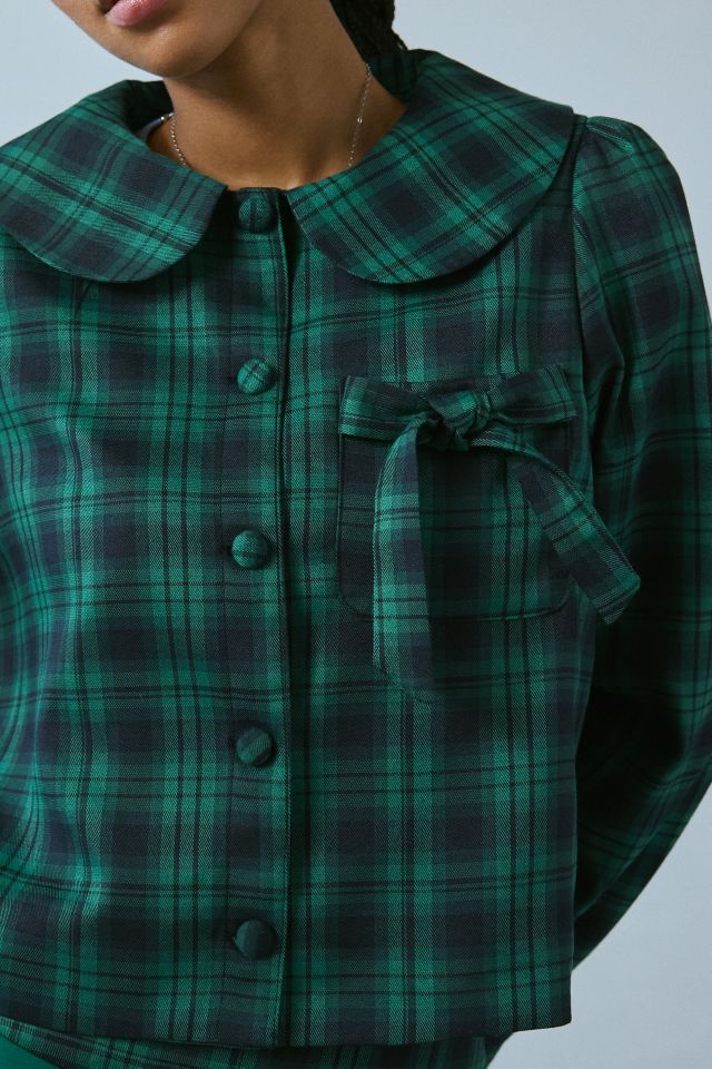 Neon Rose Macy Plaid Tartan Cropped Jacket #2