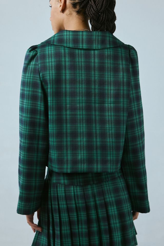 Neon Rose Macy Plaid Tartan Cropped Jacket #3