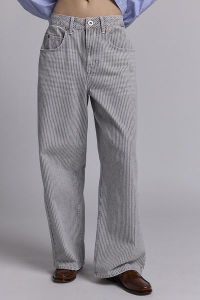Bdg Jaya Printed Baggy Boyfriend Jean In Grey Stripe, Women's At Urban Outfitters In Grey Stripe