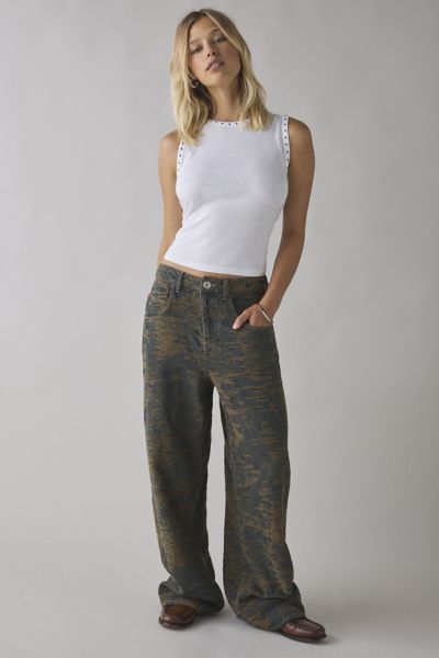 Bdg Jaya Printed Baggy Boyfriend Jean In Overdye Camo, Women's At Urban Outfitters