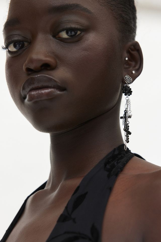 Rosette Cross Drop Earring #1