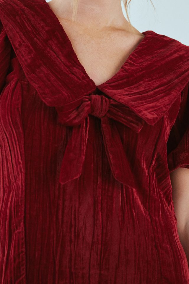 Neon Rose Sabrina Drop Waist Velvet Mini Dress #1