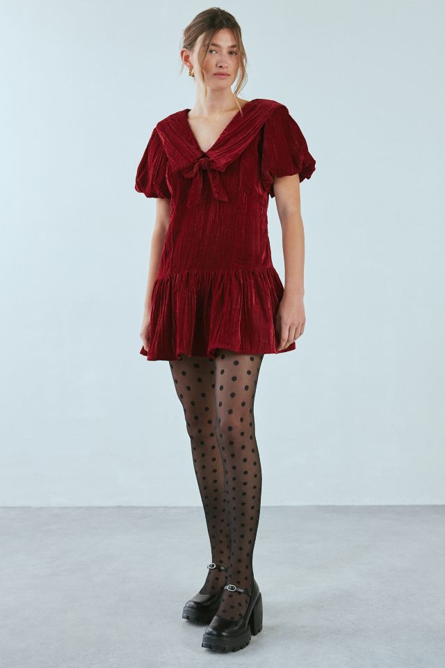 Neon Rose Sabrina Drop Waist Velvet Mini Dress #2