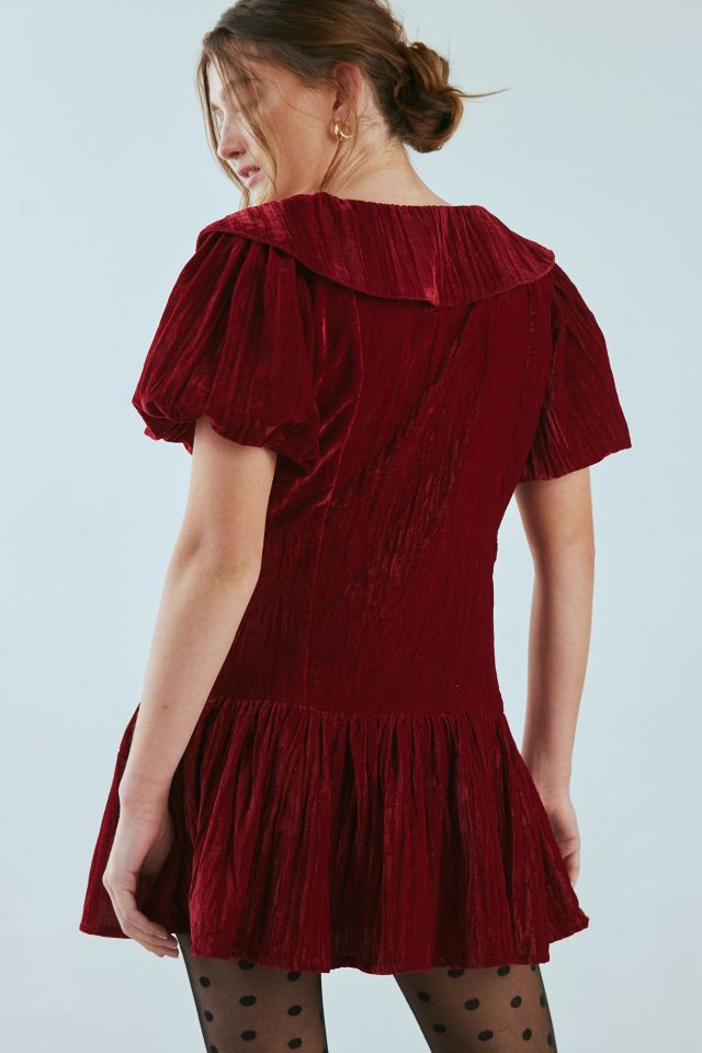 Neon Rose Sabrina Drop Waist Velvet Mini Dress #4