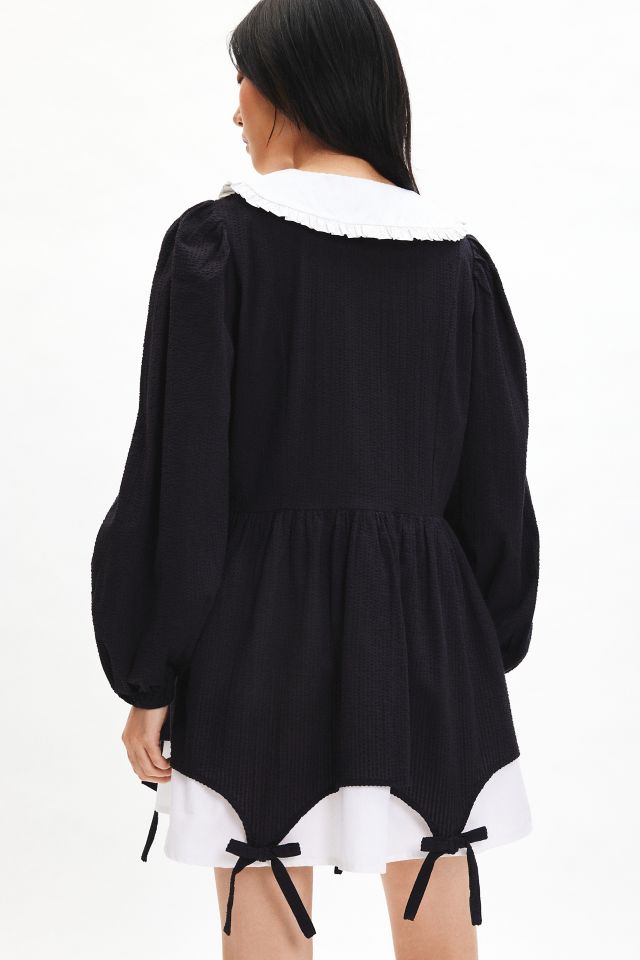 Neon Rose Collared Bow Detail Mini Dress #3